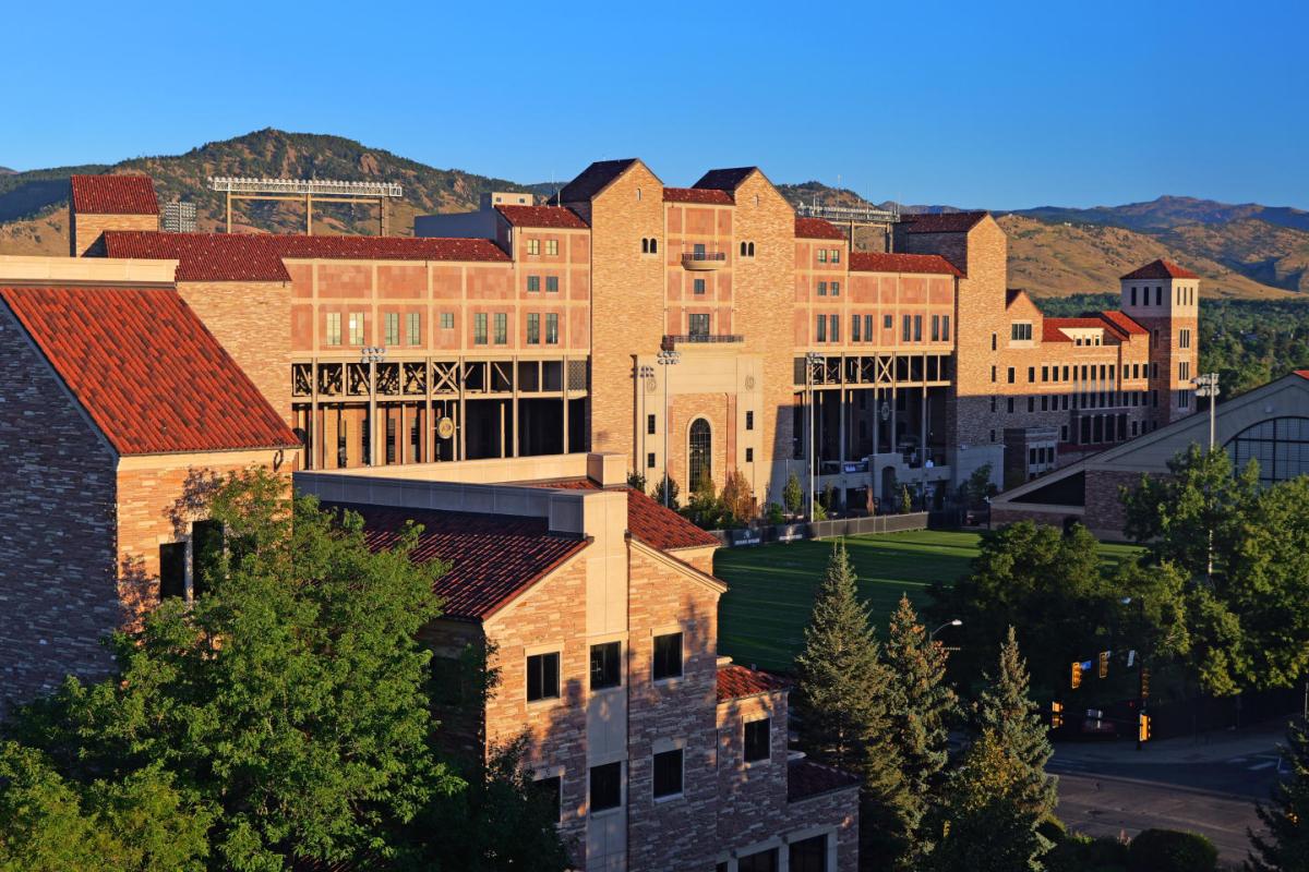 Outside CU Boulder stadium scenic